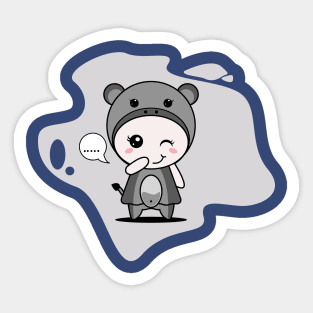 Cute Hippopotamus Character Sticker